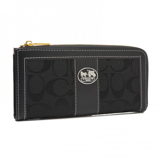 Coach Legacy Accordion Zip In Signature Large Black Wallets FCR | Coach Outlet Canada